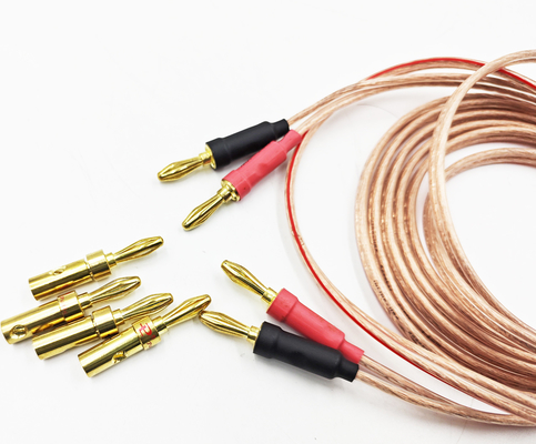 Διαφανές 14Gauge Banana Wire για Bi-Wire Bi-Amp HiFi Surround Sound 99,9% OFC χαλκό