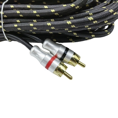 5.5mm Εξωτερική διάμετρος PVC Jacketed Αυτοκινητό Audio RCA καλώδιο 2M-2M για υψηλής απόδοσης