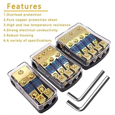 Συμπίεστος 12V Mini ANL AFS Fuse Holder για Car Boat Audio System Χρυσό επιχρυσωμένα συνδέσμους