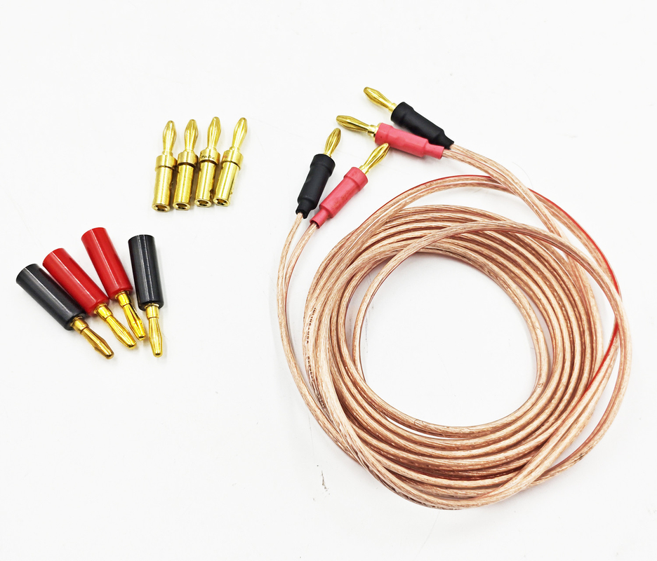 Διαφανές 14Gauge Banana Wire για Bi-Wire Bi-Amp HiFi Surround Sound 99,9% OFC χαλκό