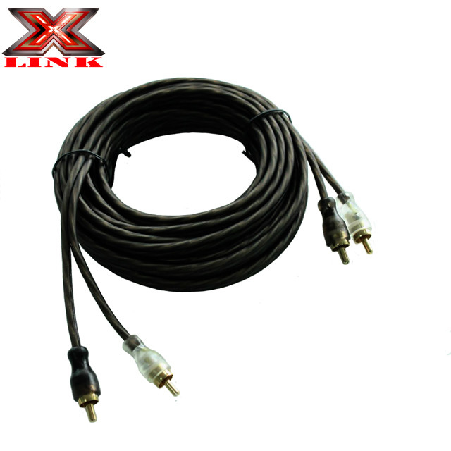 Χρυσό επιχρυσωμένο 2 RCA Audio καλώδιο αρσενικό προς αρσενικό για στερεοφωνικό ηχείο ή συνδετήρα subwoofer