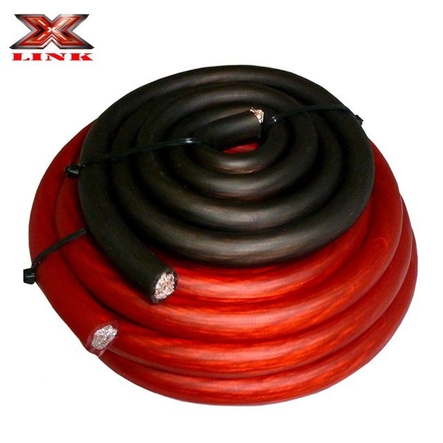 Μπλε/Μαύρο διαφανές 2 GA AWG OFC CCA καλώδιο τροφοδοσίας για εγκατάσταση ενισχυτή ήχου αυτοκινήτου